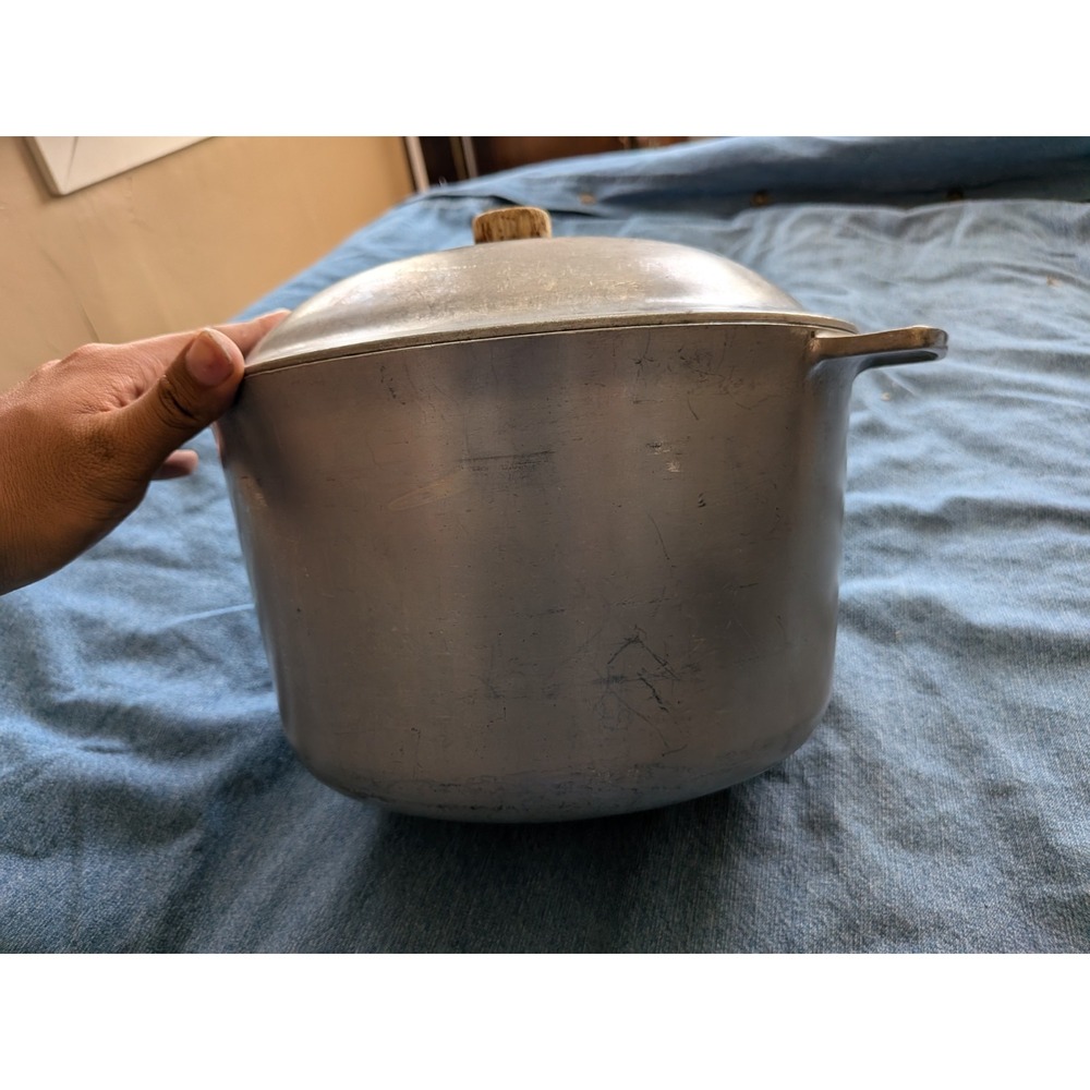 Vintage 50's Globe Aluminum LA Cast Cookware 8 QT Stock Pot With Lid Roaster